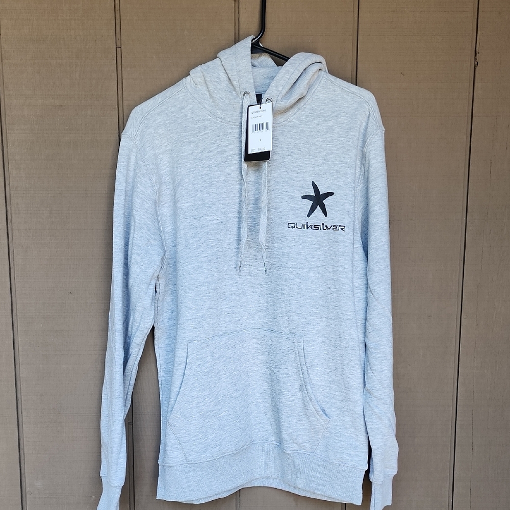 Quiksilver Light Gray Pullover Hoodie Starfish Logo Size Small